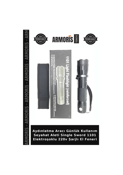 Aydınlatma Aracı Günlük Kullanım Seyahat Aleti Single Sword 1101 Elektroşoklu 220v Şarjlı El Feneri