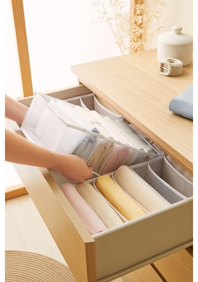 Ocean Home Textile 3'lü 7 Bölmeli Beyaz Renk File Çekmece İçi Düzenleyici Set
