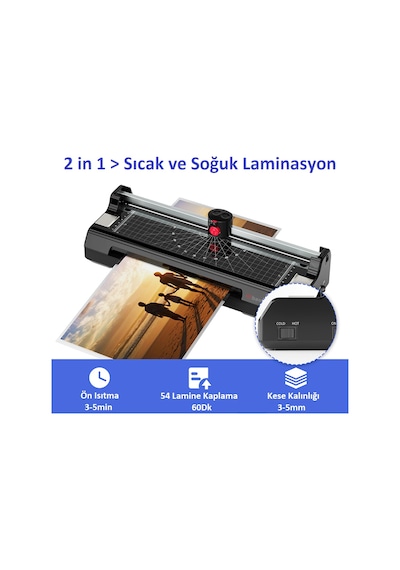 Baove OCW380 Laminasyon Makinesi - A3, A4, A5, A6 - Laminasyon Kaplama ve Kağıt Kesme Makinesi