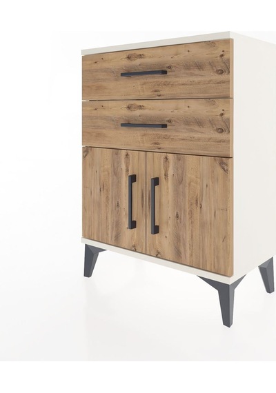 Arges Komodin Tek Raflı 2 Çekmeceli 2 Kapaklı 60x30x80 Aytaşı-çam Aytası