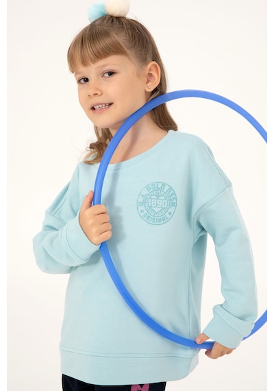 U.S. Polo Assn. Kız Çocuk Su Yeşili Bisiklet Yaka Basic Sweatshirt 50296391-VR083