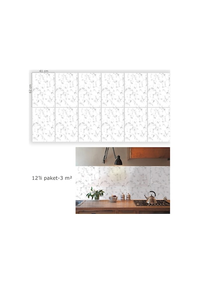 Tink Kendinden Yapışkanlı Granit Mermer Desenli Pvc Panel 41x62 Cm