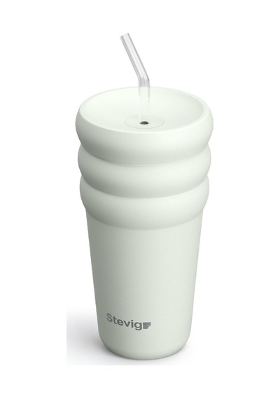 Stevig 3 Bubble Two-cap Straw Tumbler Çelik Termos 600 Mililitre Lightest Sky St-247 Çok Renkli