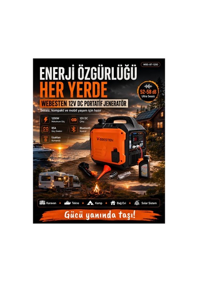 Webesten Wbs-bt-1200 12v Dc Portatif Jeneratör 1200w Bluetooth Kontrollü