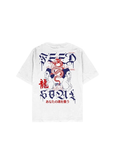 Tarzsokak Feed Soul Beyaz Oversize Unisex T-shirt