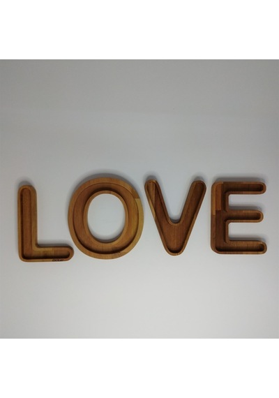 Ahşap Love Yazılı 4 Parça Çerezlik