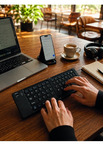 Katlanabilir Bluetooth Klavye Telefon Tablet Laptop Uyumlu