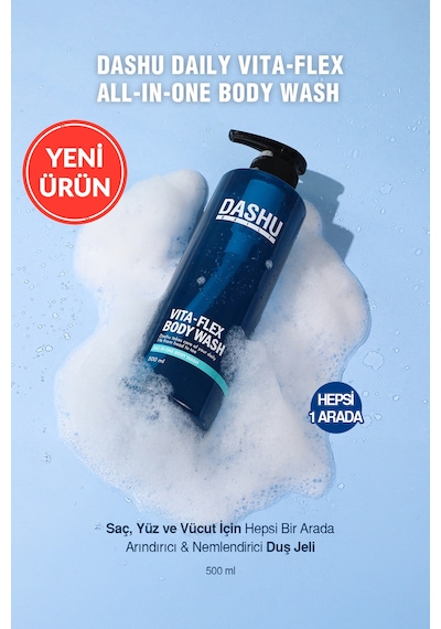 Saç Yüz Vücut İçin Hepsi Bir Arada Nemlendirici Duş Jeli Dashu Daily Vita-flex All In One Body Wash Narenciye