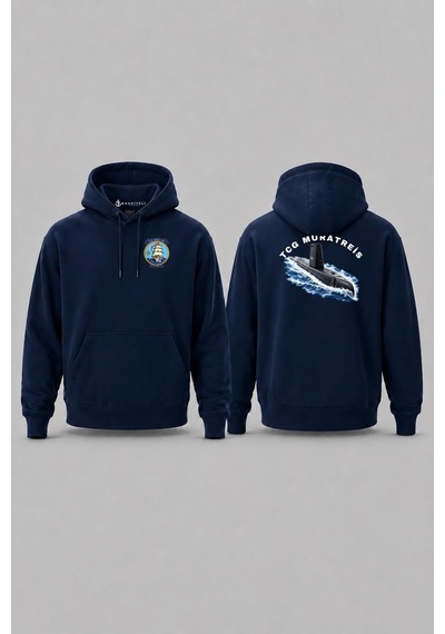 Bahriyeli Collection Kapüşonlu Tcg Muratreis Dalgalar Arası Tasarımlı Cep Ve Sırt Baskılı Unisex Sweatshirt Lacivert