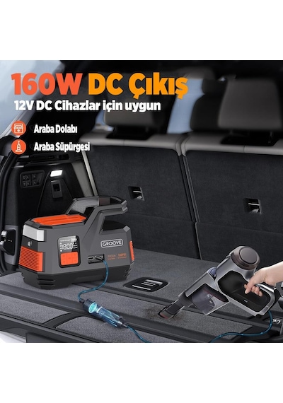 Groove Js006 26800mah 3000a Akü Takviye Cihazı + Lastik Şişirme Kompresörlü Taşınabilir Jump Starter Kompresör+powerbank+led Lamba+lcd Ekran