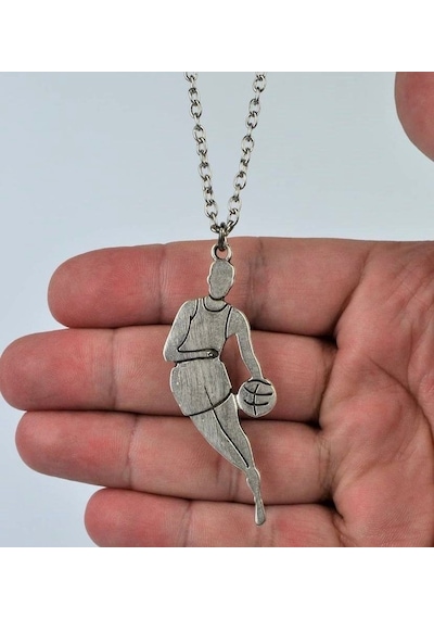 Basketbol Unisex Kolye Gümüş