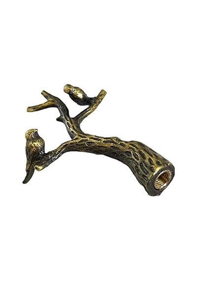 Royal Designs F-5029ab Ağaçtaki Küçük Kuşlar Lamba Tepesi, 19,4 Cm, Antik Pirinç Açık Ahşap