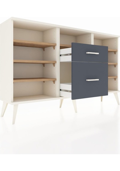 Arges Konsol 7 Raflı 2 Çekmeceli 132x30x83 Aytaşı-çam/antrasit Çam/antrasit