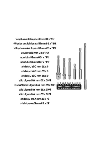 16 Parça Mıknatıslı Bits Uç Seti - 1/4, 1/2, 3/8