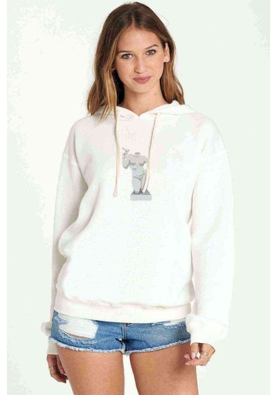 Antik Heykel Büst Vücut Baskılı Beyaz Kadın Kapşonlu Sweatshirt