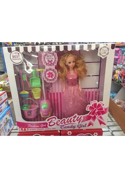 Beauty Girl Temizlik Setli Oyuncak Bebek