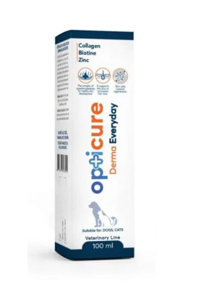 Opticure Derma Everyday 100 Ml Kedi Ve Köpek Tüy Dökülmesi Önleyici & Deri Sağlığı Sıvı Takviye Omega 3-6 & Biyotin