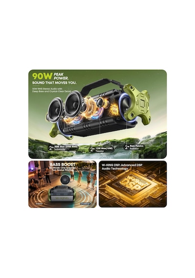 Bluetooth Hoparlör, 90w Maksimum Dış Mekan Hoparlörü, 50w Derin Baslı Kablosuz Taşınabilir Hoparlör, Büyük Boombox Sesi, Ipx6 Su Geçirmez, 40h, Eq, Çift Eşleştirme, Subwoofer 2, Tf