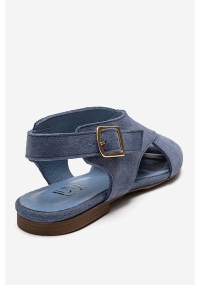 Luvishoes Monaro Kot Mavi Süet Hakiki Deri Kadın Sandalet