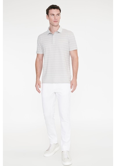 Ac&co Erkek Grı Pamuklu Slim Fit Dar Kesim Polo Yaka Çizgili Tişört Gri