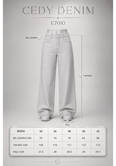 Cedy Denim Cedy Denım Açık Mavi Yüksek Bel Baggy Jean Pantolon E7010