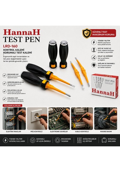18 Adet Tak Çıkar 2in1 Düz - Yıldız Uç Ergonomik Sap Kontrol Kalemi - Tornavida Korumalı Lrd-160 54