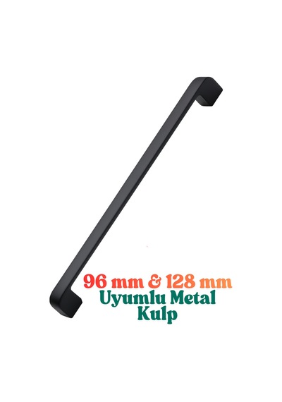 Radius Siyah Metal Mobilya Kulpu 128 Mm / 12,8 Cm Uyumlu Modern Mutfak Dolabı Çekmece Kulbu 9,6 12,8 Siyah Siyah