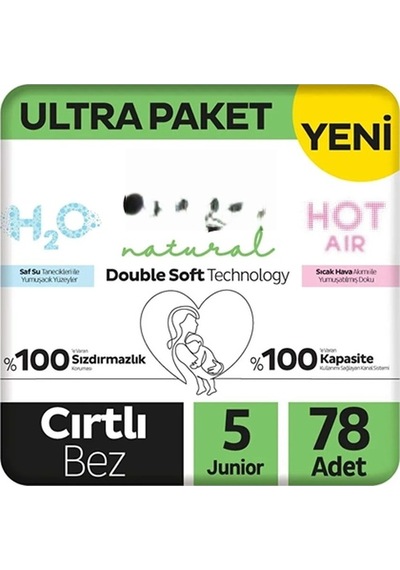 Znv Zenvia Mey İthalat Natural Double Soft Bebek Bezi Ultra Paket 5 Beden 78 Adet Znv2025 Cmn
