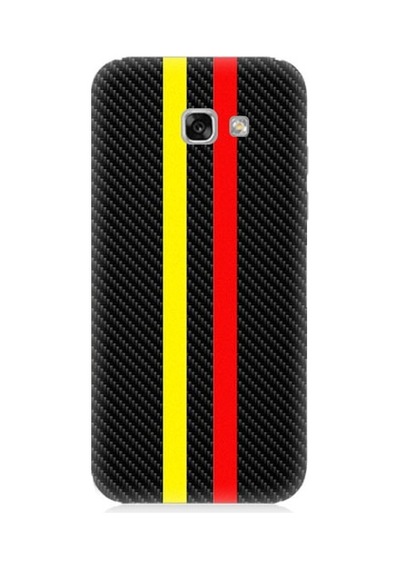 Samsung Galaxy A3 2017 Uyumlu Sarı Kırmızı Karbon Motif Desenli Silikon Kılıf