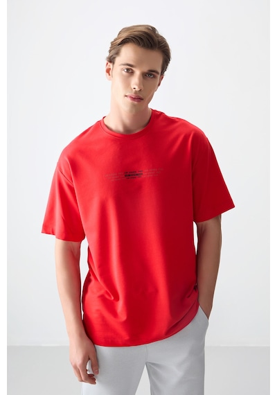 Air Jones Tommy Life Fiesta Pamuklu Kalın Yumuşak Dokulu Oversize Fit Baskılı Erkek T-shirt - 88374 Kirmizi Air Jones Tommy Life Fiesta Pamuklu Kalın Yumuşak Dokulu Oversize Fit Baskılı Erkek T-shirt - 88374 Kirmizi