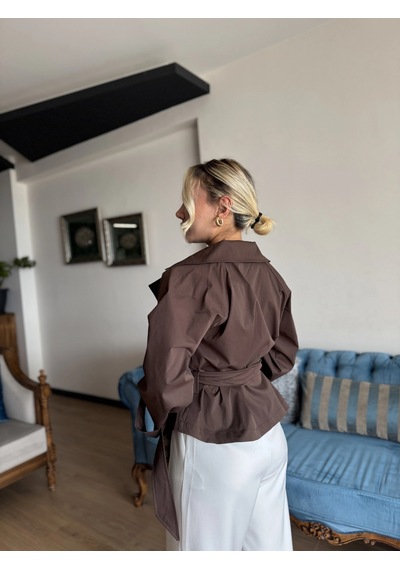 Keymoda Kadın Kısa Trenç Kahverengi