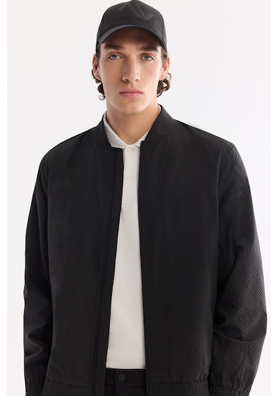 Avva Erkek Siyah Bomber Yaka Su İtici Rüzgar Geçirmez Hafif Mevsimlik Comfort Fit Mont A61y6059