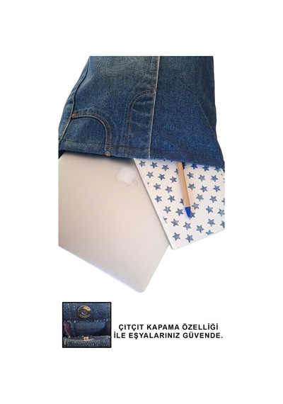 Tuttobene Denym Kot Pantolon Görünümlü Pinterest Vintage Omuz Çantası Tb042 Mavi