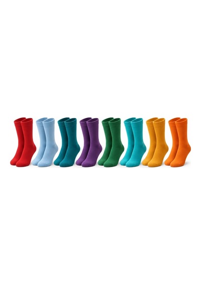 Womanandkids Wak Unisex Renkli Çorap 8'li Set Günlük Rahat Esnek Uzun Soket Çorap Canlı Renkler Yumuşak Konforlu Seti Çok  Renkli