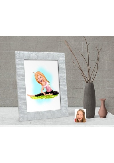 Kişiye Özel Kadın Yoga Karikatürlü Dekoratif Çerçeve-1