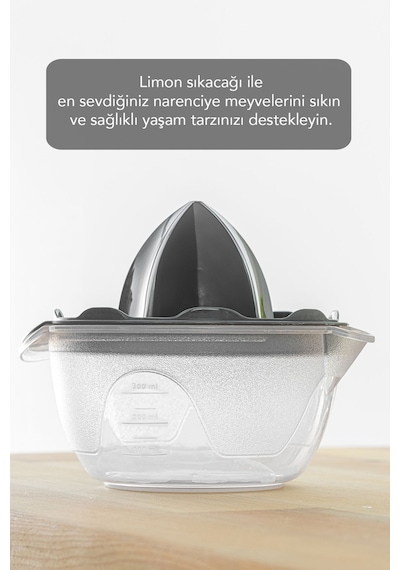 Hazneli Limon Sıkacağı - Pratik Portakal Narenciye Sıkacağı 400 Ml - Gri