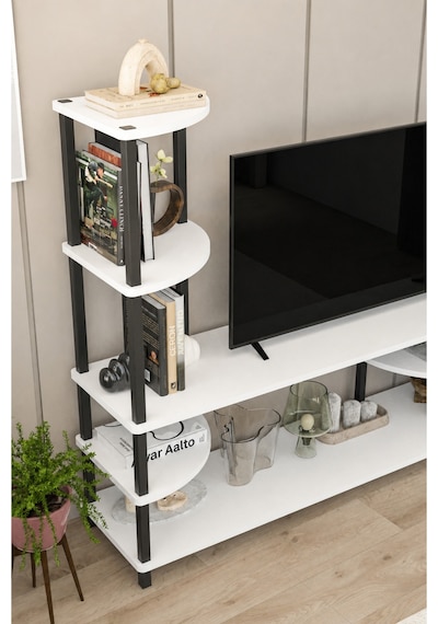 Neoline 120 Cm Tv Ünitesi Çok Raflı Modern Tv Sehpası - Beyaz Beyaz