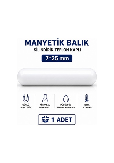 Manyetik Balık Silindirik Teflon Kaplı 7 25 Mm- 1 Adet