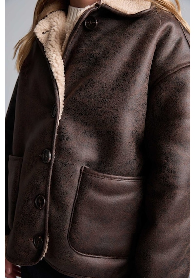 Defacto V Yaka Pelüş Astar Suede Kız Çocuk G9345a826aubn390 Kahve-bn390