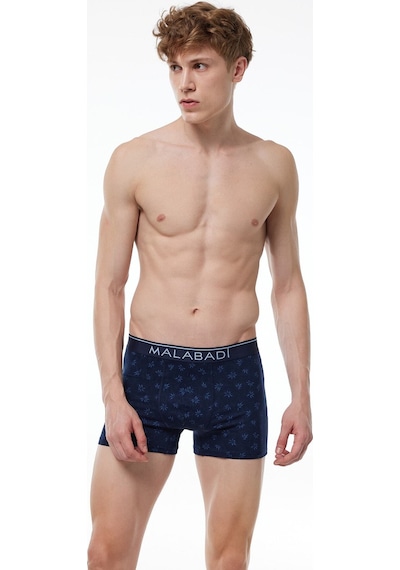Malabadi Erkek Lacivert Desenli 3 Lü Premium Collection Modal Boxer 3m252 Set-3