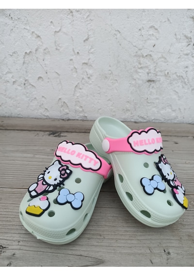 Huzurlu Adımlar Hello Kity Yeşil Çocuk Crocs Ywşil