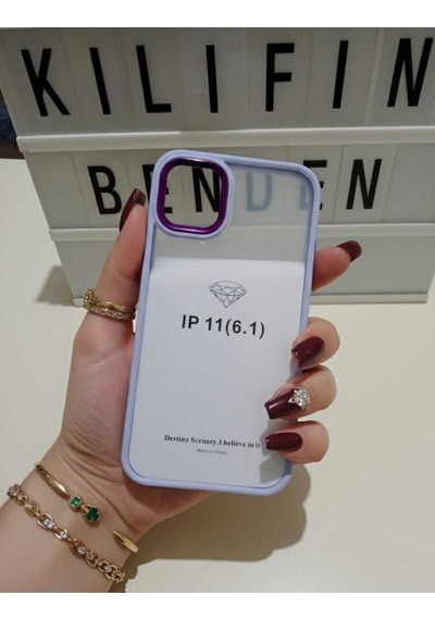 Apple Uyumlu iPhone 11 Seffaf Renki Kenar Kılıf Modeli Lila