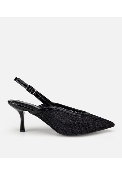 Hotiç Kadın Siyah File Detaylı Kısa Topuklu Stiletto 01ayh320800a100 01ayh320800a100