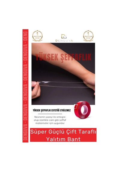 Premium Ekstra Güçlü Çok Amaçlı Çift Taraflı Tamir Cam Dış Mekan Montaj 2mt Silikon Şeffaf Bant
