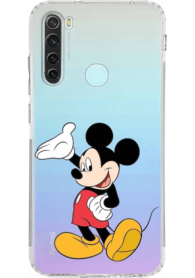 Xiaomi Redmi Note 8 Kamera Korumalı Kapak Mickey Mouse Tasarımlı Şeffaf Kılıf Şeffaf