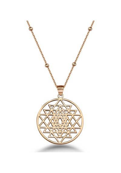 Sri Yantra Gümüş Kolye - Rose Rose Gold