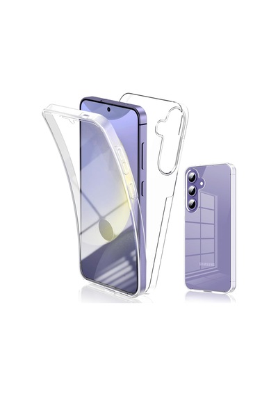 Teknomoda Samsung Galaxy Uyumlu S24 Kılıf 360 Şeffaf Ön Arka Korumalı Şeffaf Silikon