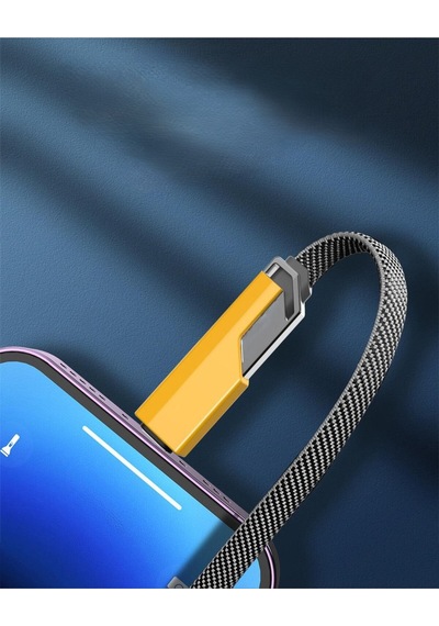 4in1 Type-c Lightning Usb Şarj Kablosu 1.5 Mt 100w/5a Data Aktarım Kablosu Işıklı Hasır Şarj Kablo