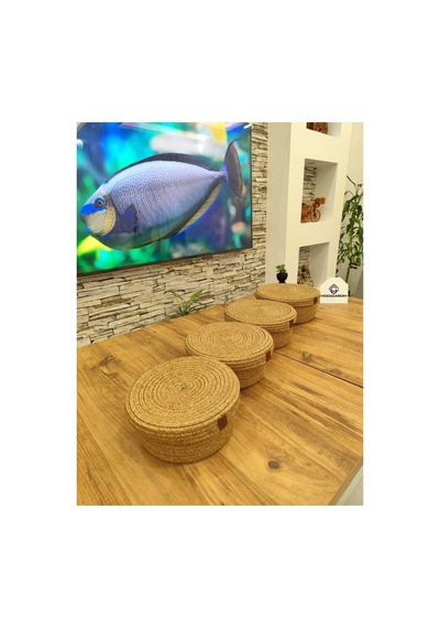 Jüt,hasır,4 Lü Kapaklı Sepet, Özel Tasarım, Çok Amaçlı Düzenleyici Organizer,sepet 25x23x21x18 Hasır Hasır