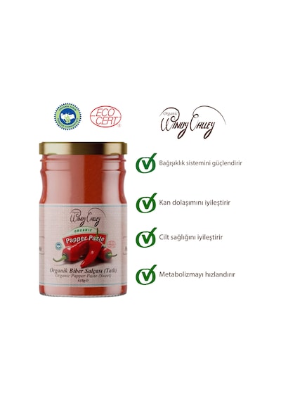 Organic Windy Valley Organik Tatlı Biber Salçası 610 G